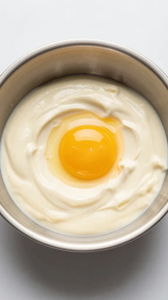 beaten egg dip in shallow stainless steel dish