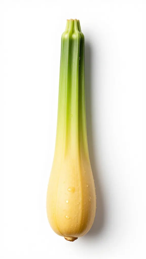 Uncut spaghetti squash with long uniform neck, studio light