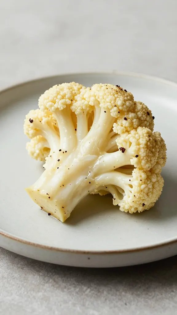 single serving plate of keto buffalo cauliflower, side view