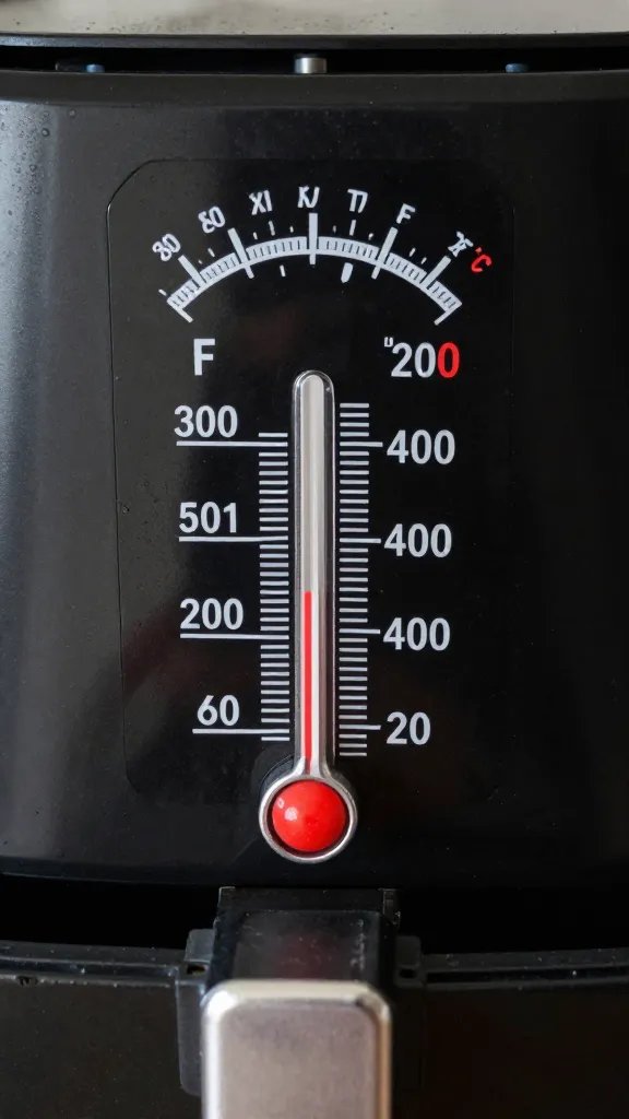thermometer reading 400°F on air fryer control panel, closeup