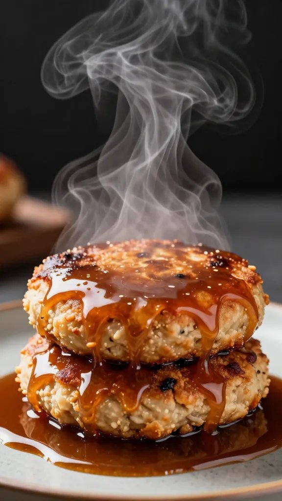 steam rising from smash patty, glossy juices pooling