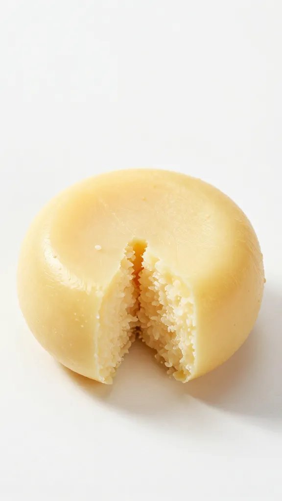 bouncy center halloumi bite, broken to show texture