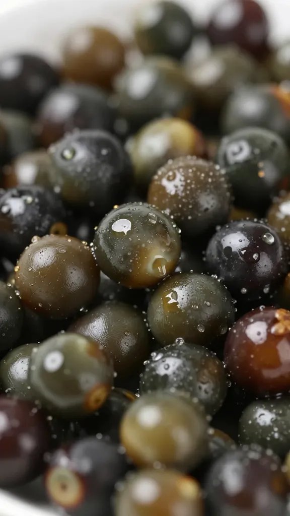 salted eggplant round beading moisture, macro shot