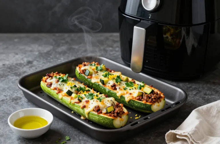 Crispy Keto Air Fryer Stuffed Zucchini Boats Tonight