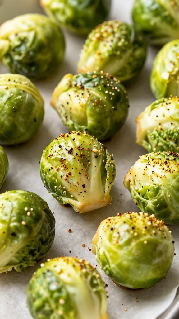 ranch-seasoned brussels sprout on parchment, macro texture
