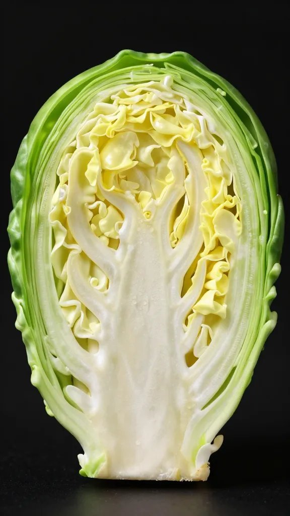 cross-section of tender brussels sprout core, crisp edges