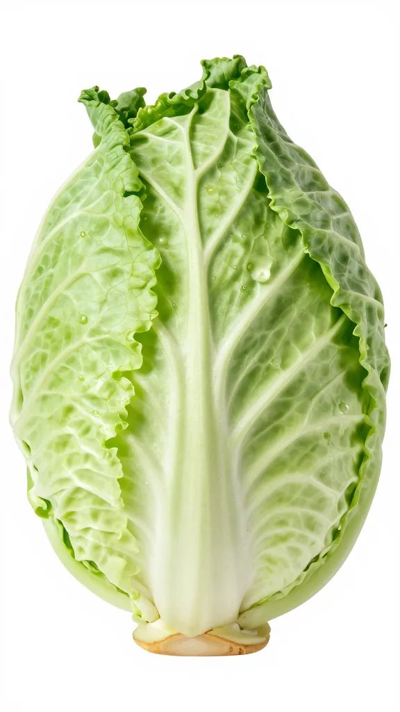 single green cabbage quarter showing tight, firm leaves