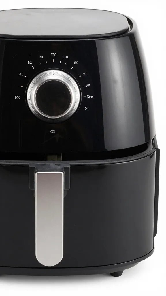 timer set to 6 minutes beside preheated air fryer unit