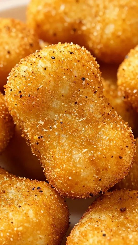 macro shot of cajun-seasoned broccoli nugget, crunchy surface