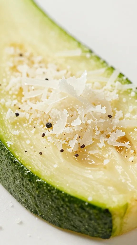 grated parmesan crust on one zucchini fry, macro detail