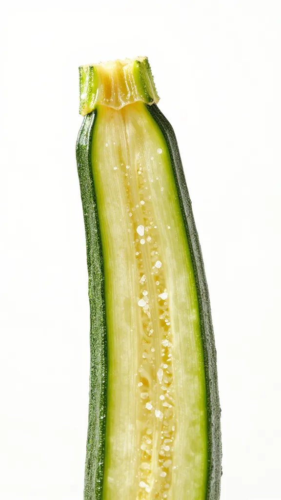 dehydrated zucchini stick with visible salt crystals, macro