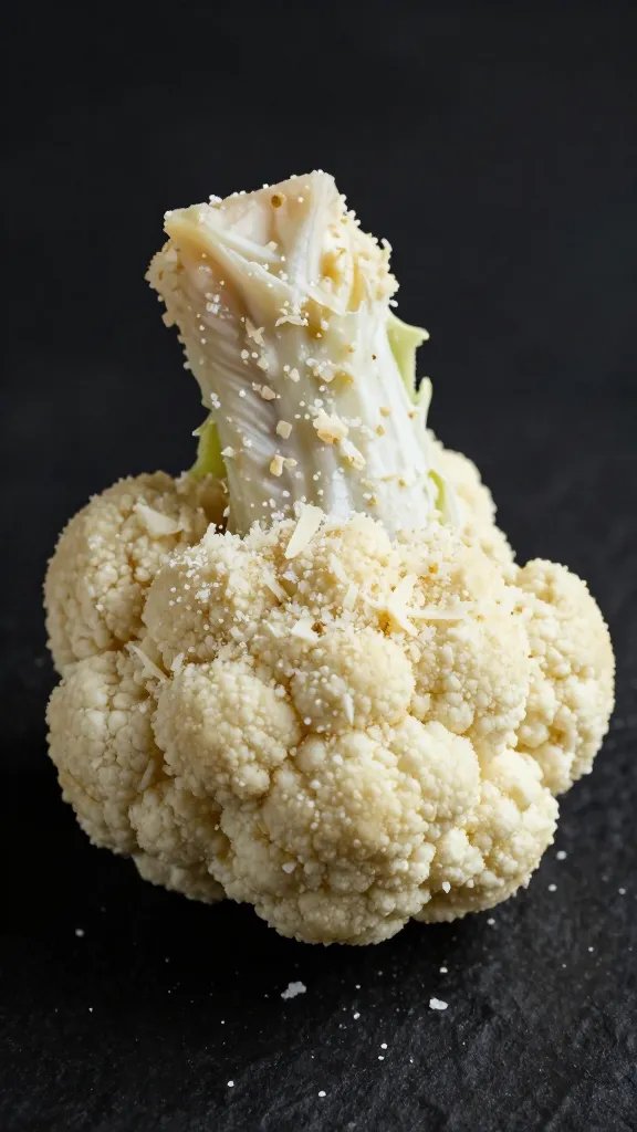 single cauliflower wing sprinkled with grated parmesan