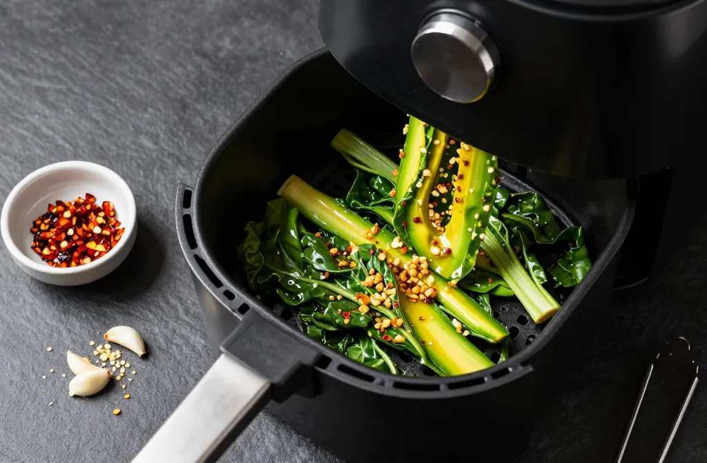 Crispy Air Fryer Keto Collard Greens Chili Garlic Magic
