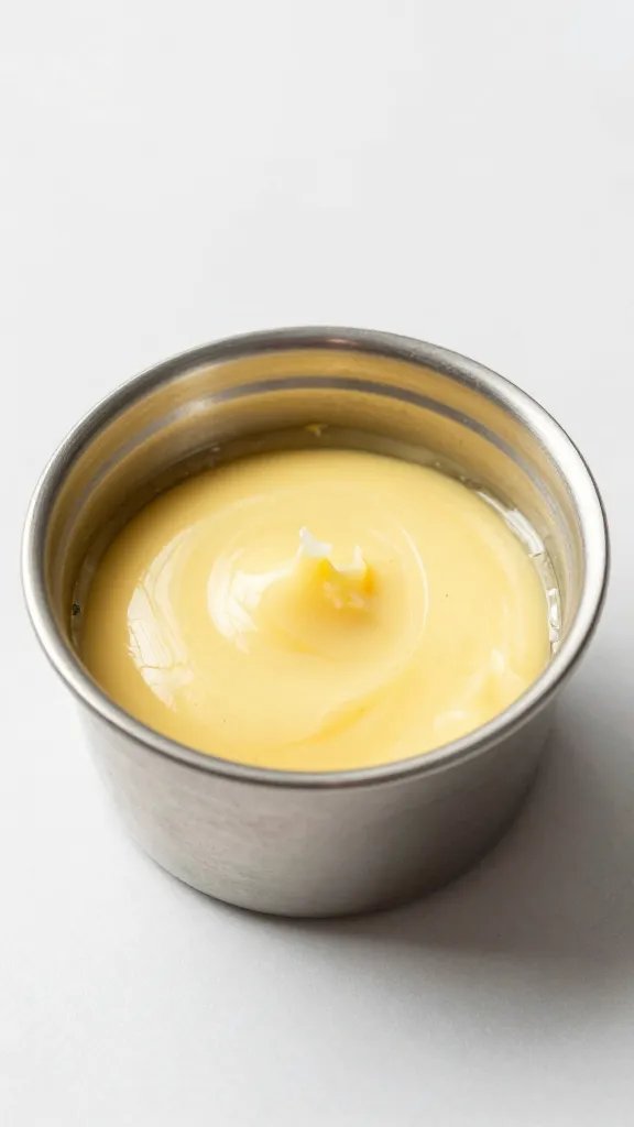 melted garlic butter in small stainless ramekin