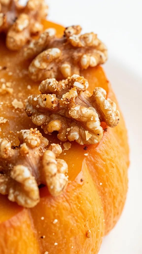 toasted walnut crust texture on pumpkin edge, extreme closeup
