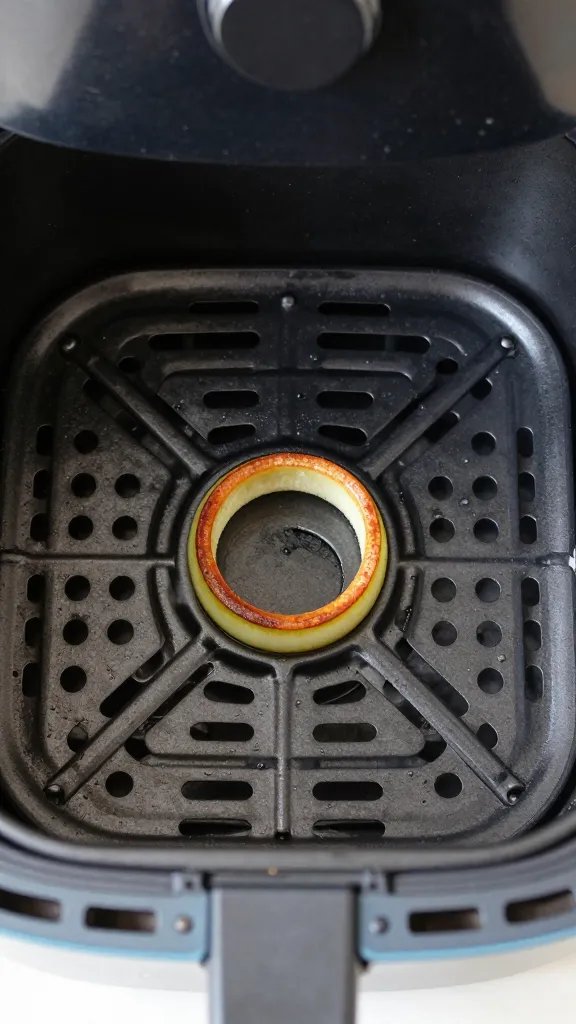 Air fryer basket with single browned delicata ring