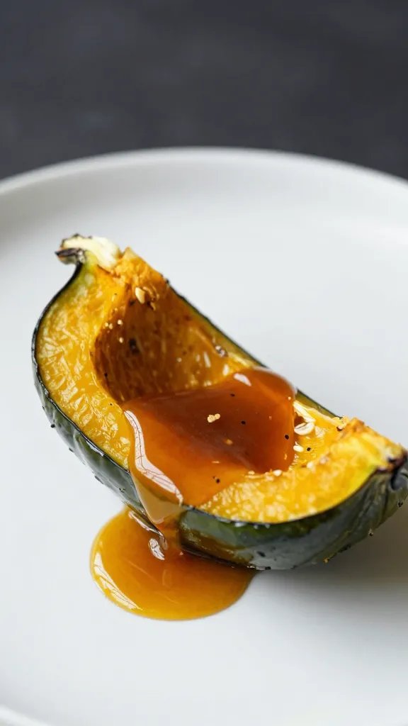 Brown butter pooling on one delicata squash slice