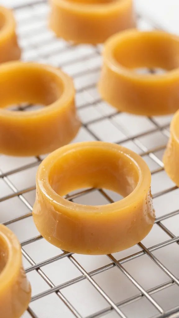 Golden caramelized delicata ring on wire rack