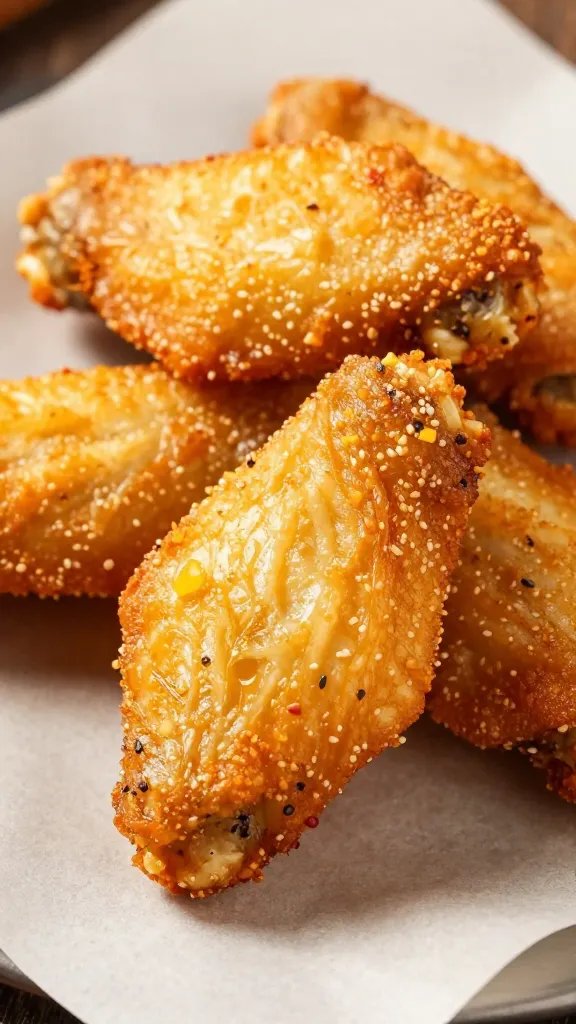 closeup of extra crispy keto cauliflower wing on parchment