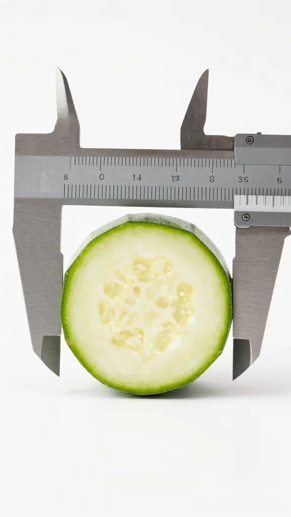 cross-section of 1/8-inch zucchini slice, measured by calipers