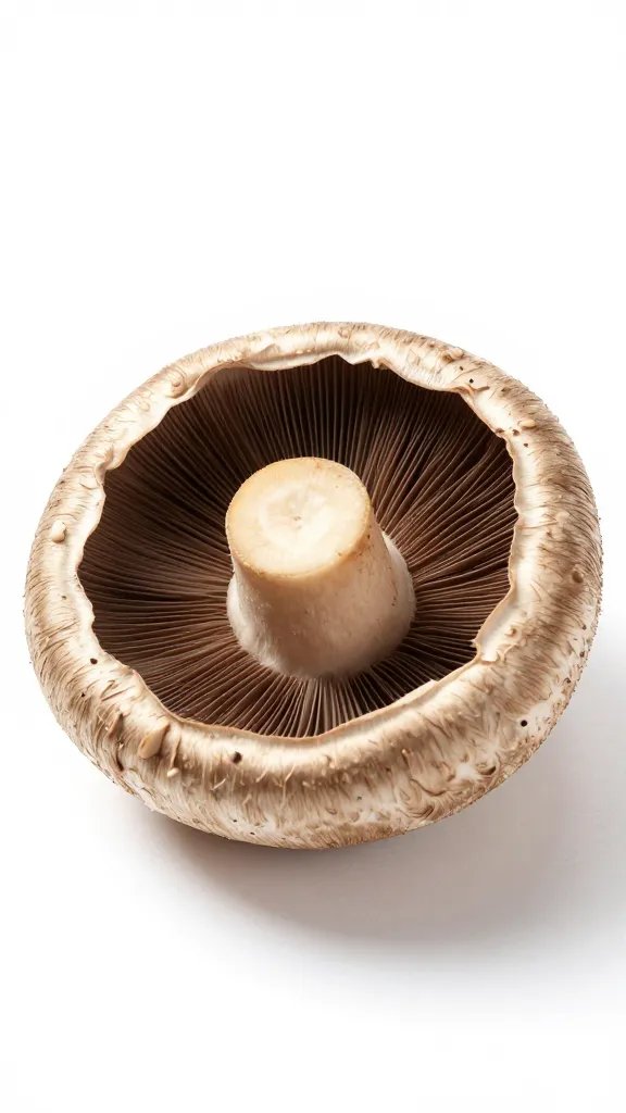 uncooked firm 4-inch portobello cap with tight dark gills