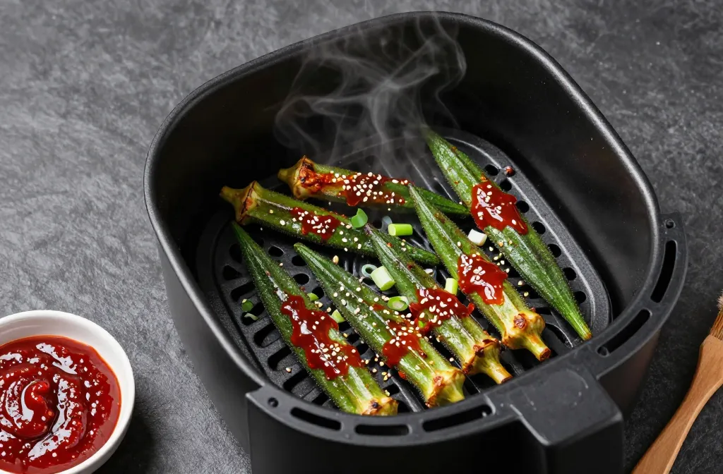 Crispy Fiery Korean Bbq Keto Air Fryer Okra Pods Gochujang Sugar-Free Magic