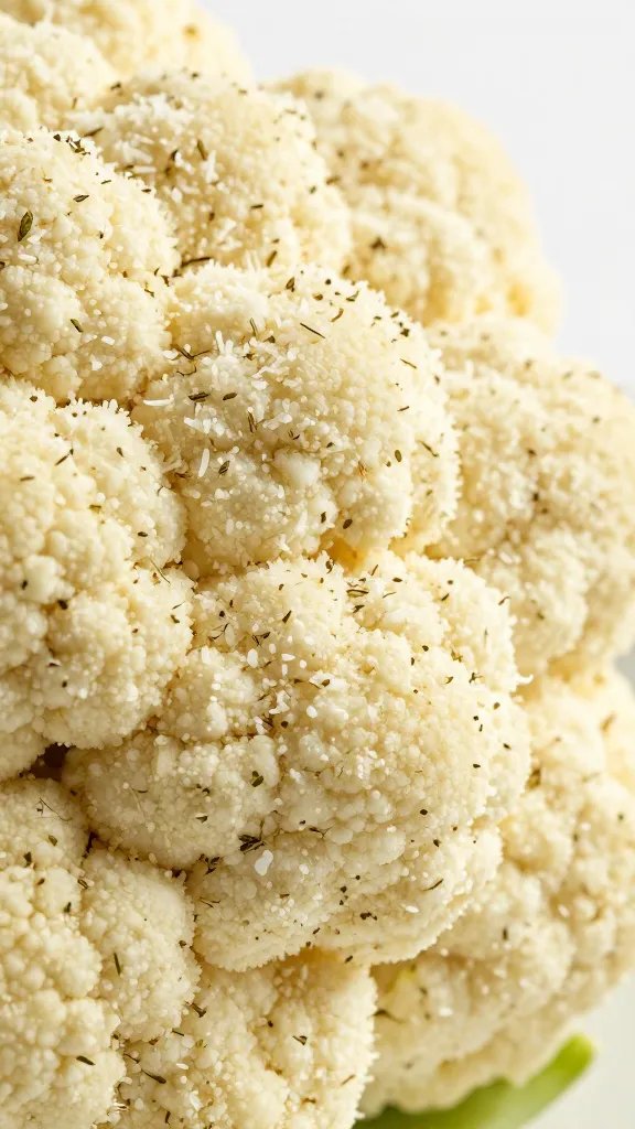 Italian herb–Parmesan crust detail on cauliflower edge