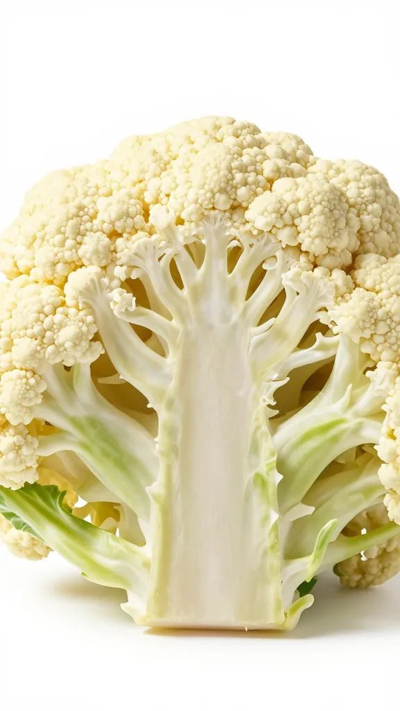 Sliced 2-pound cauliflower head showing intact core