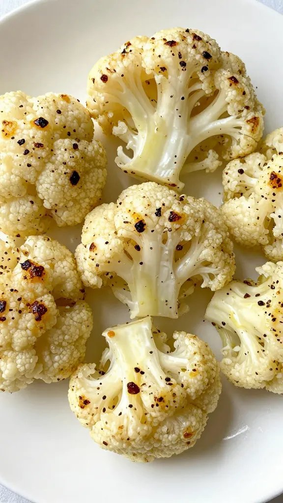 Olive oil-brushed cauliflower steak, seasoning adhered
