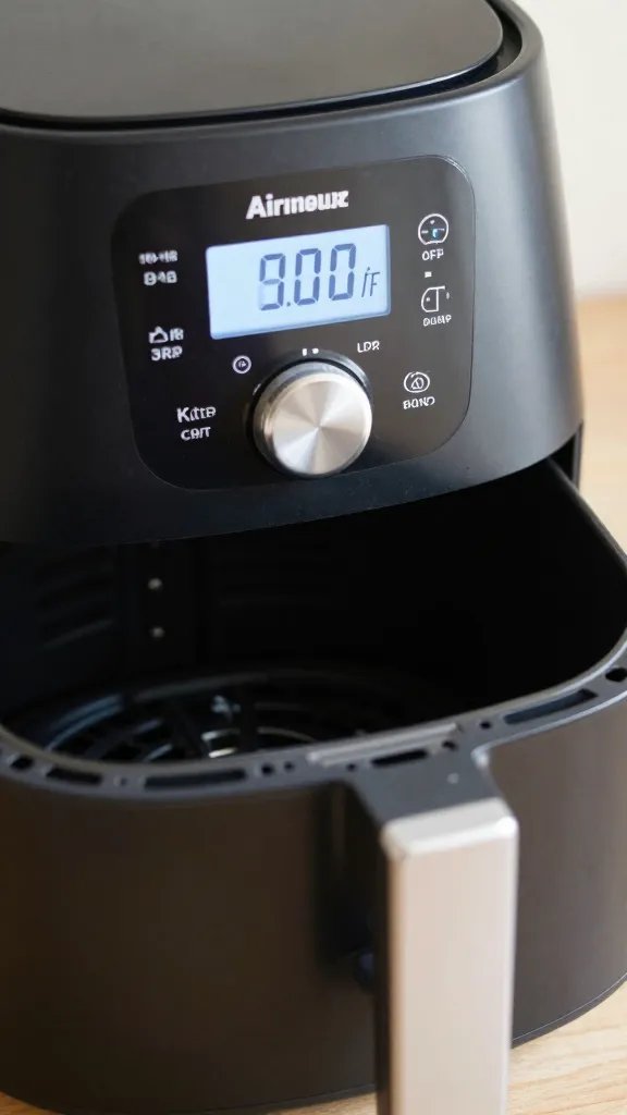 thermometer display on air fryer set to 400°F, tight shot