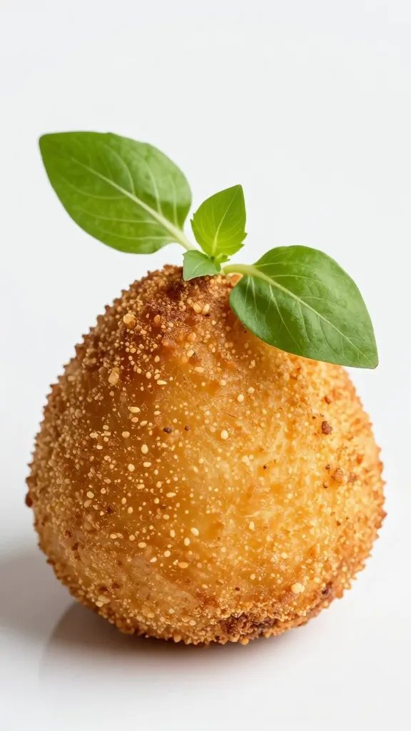closeup of dill garnish atop single croquette