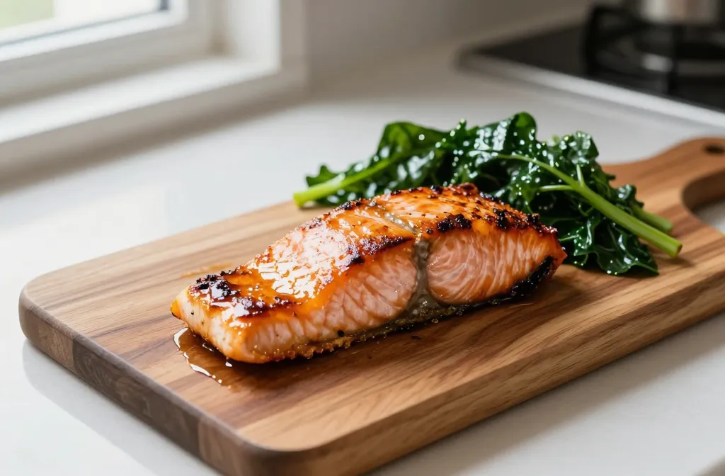 Air Fryer Salmon and Swiss Chard