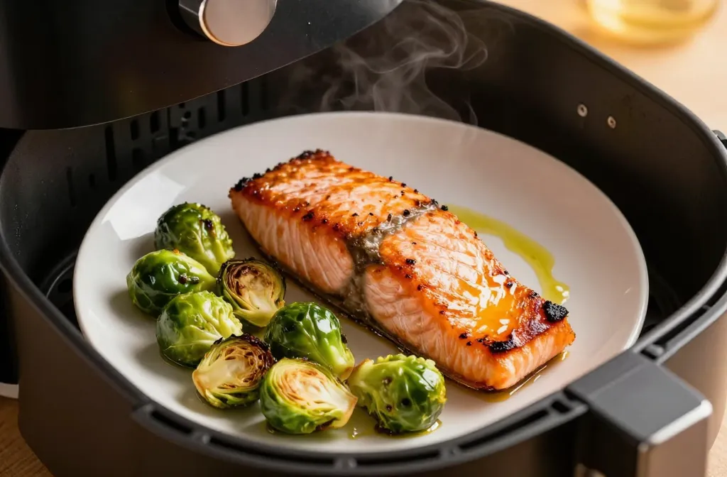 Air Fryer Salmon and Brussels Sprouts