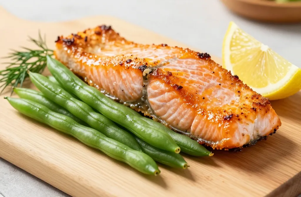 Air Fryer Salmon and Green Beans