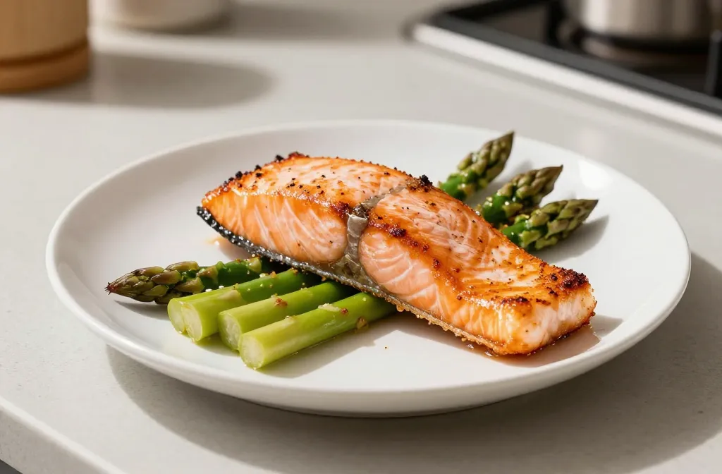Air Fryer Salmon and Asparagus