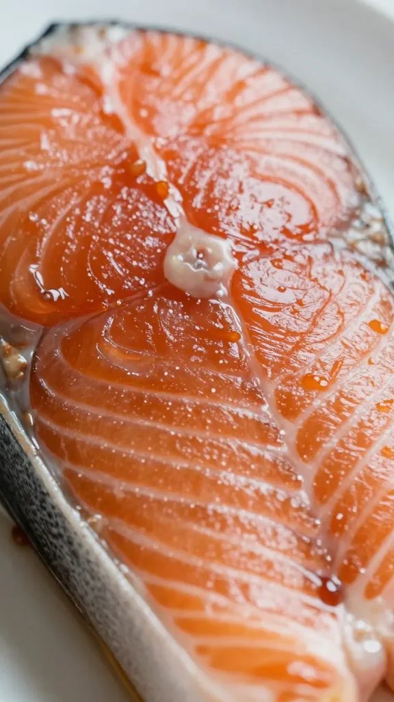 closeup of maple-brown glaze sheen on salmon