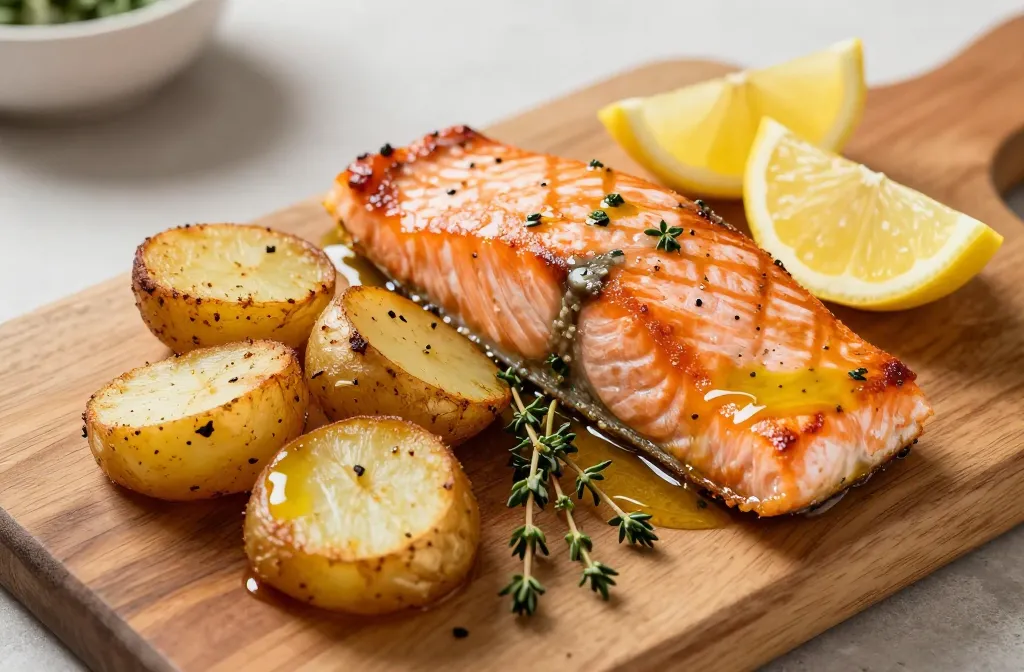 Air Fryer Salmon and Potatoes