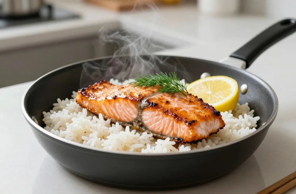 Air Fryer Salmon and Rice