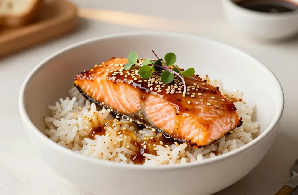 Air Fryer Teriyaki Salmon Bowl