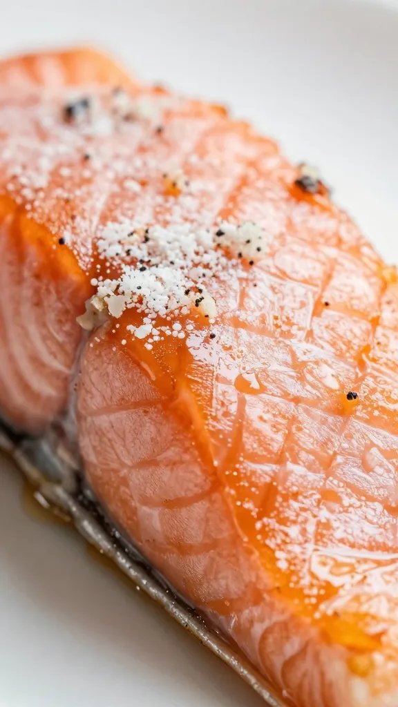 macro shot of lemon-glazed salmon снег glaze highlights