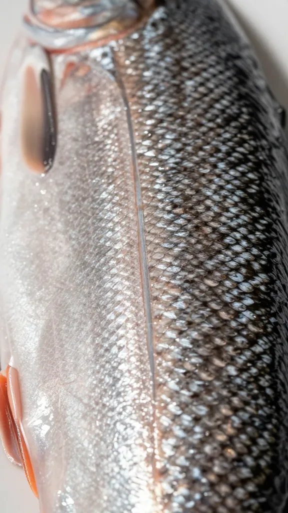 closeup of thin glaze layer highlighting shine on salmon skin