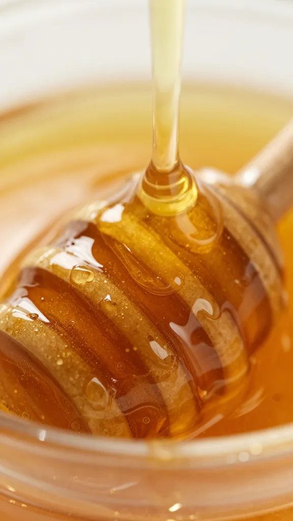 extreme closeup of honey glaze becoming glossy finish