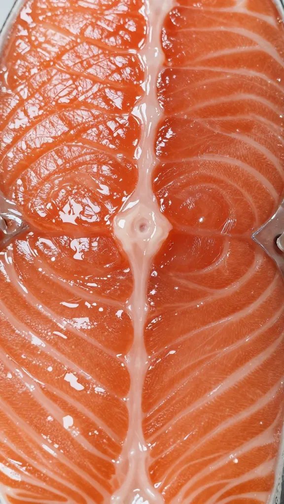 Closeup of glaze texture clinging to salmon contours