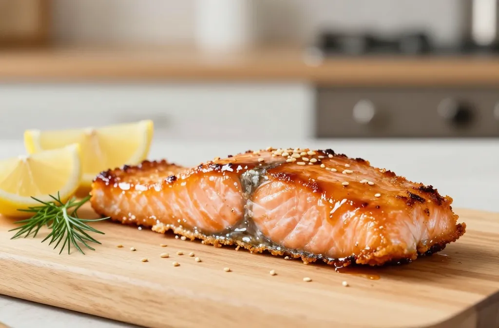Air Fryer Maple Glazed Salmon (Sugar-Free)