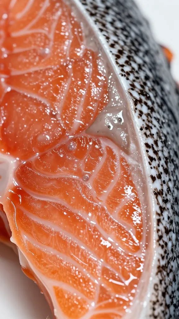 closeup of glaze clinging to salmon surface detail