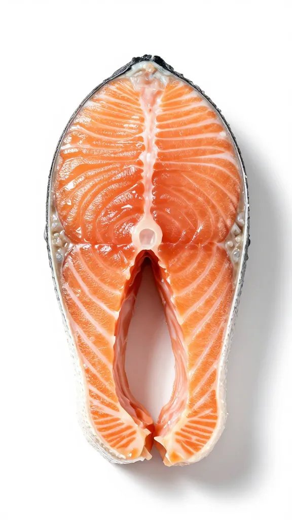 Juicy salmon fillet cross-section showing tender center