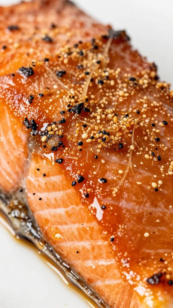 sizzling teriyaki salmon skin crackle closeup