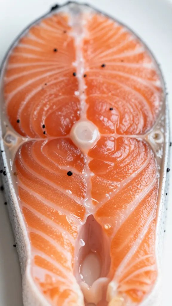 macro shot of minimal garnish highlighting salmon finish