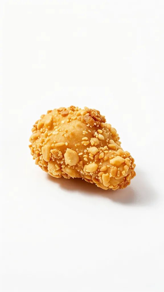 single nugget on minimalist white backdrop with gentle shadows