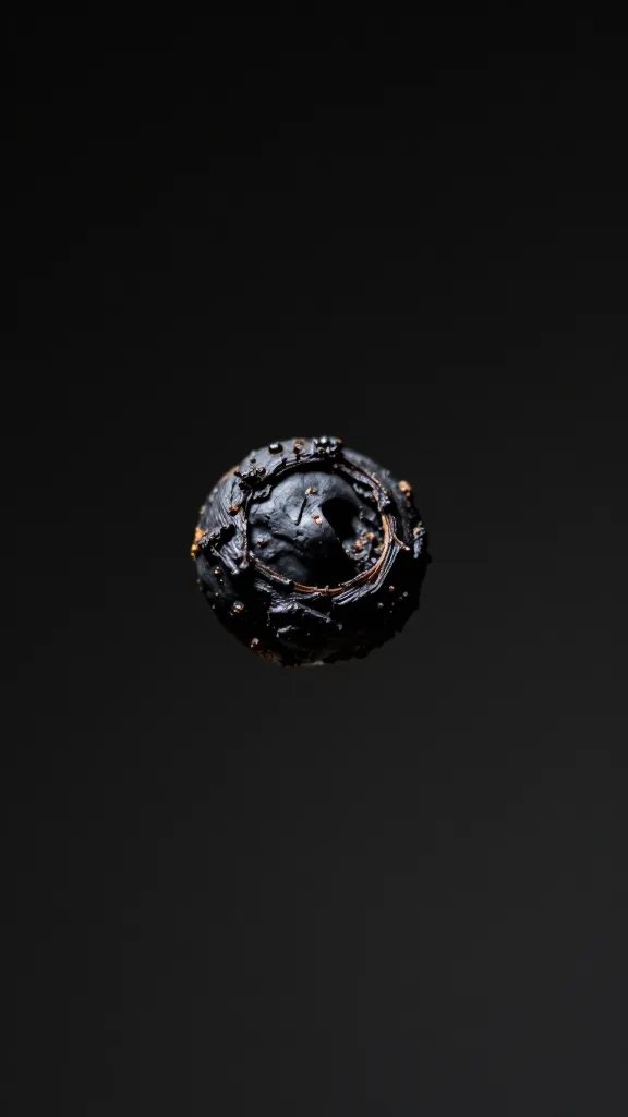 Focused shot of a single burnt end against dark background